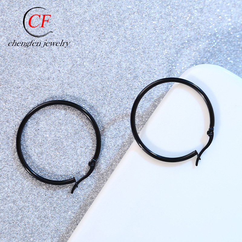 Black fashionable double-sided earrings for men and women stainless…