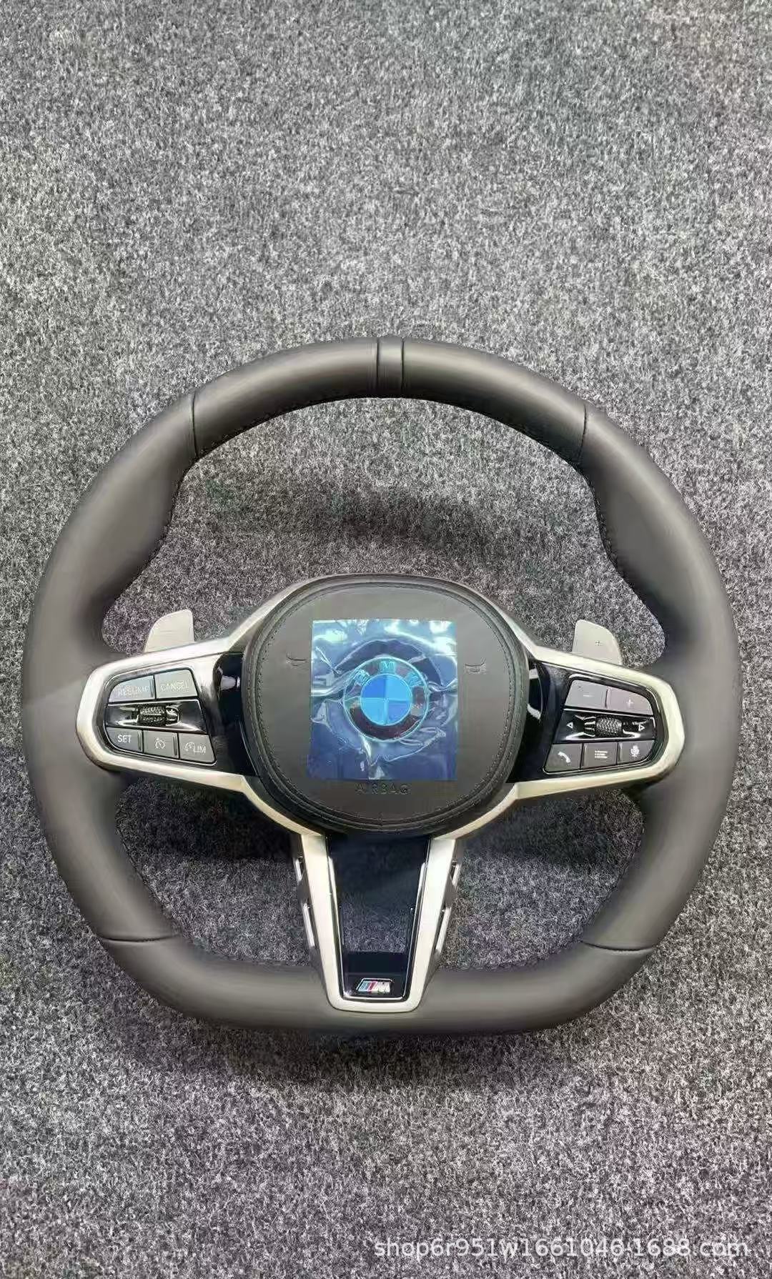 BMW steering wheel modified with leather and carbon fiber paddle shifters, suitable for BMW F chassis and G chassis modification