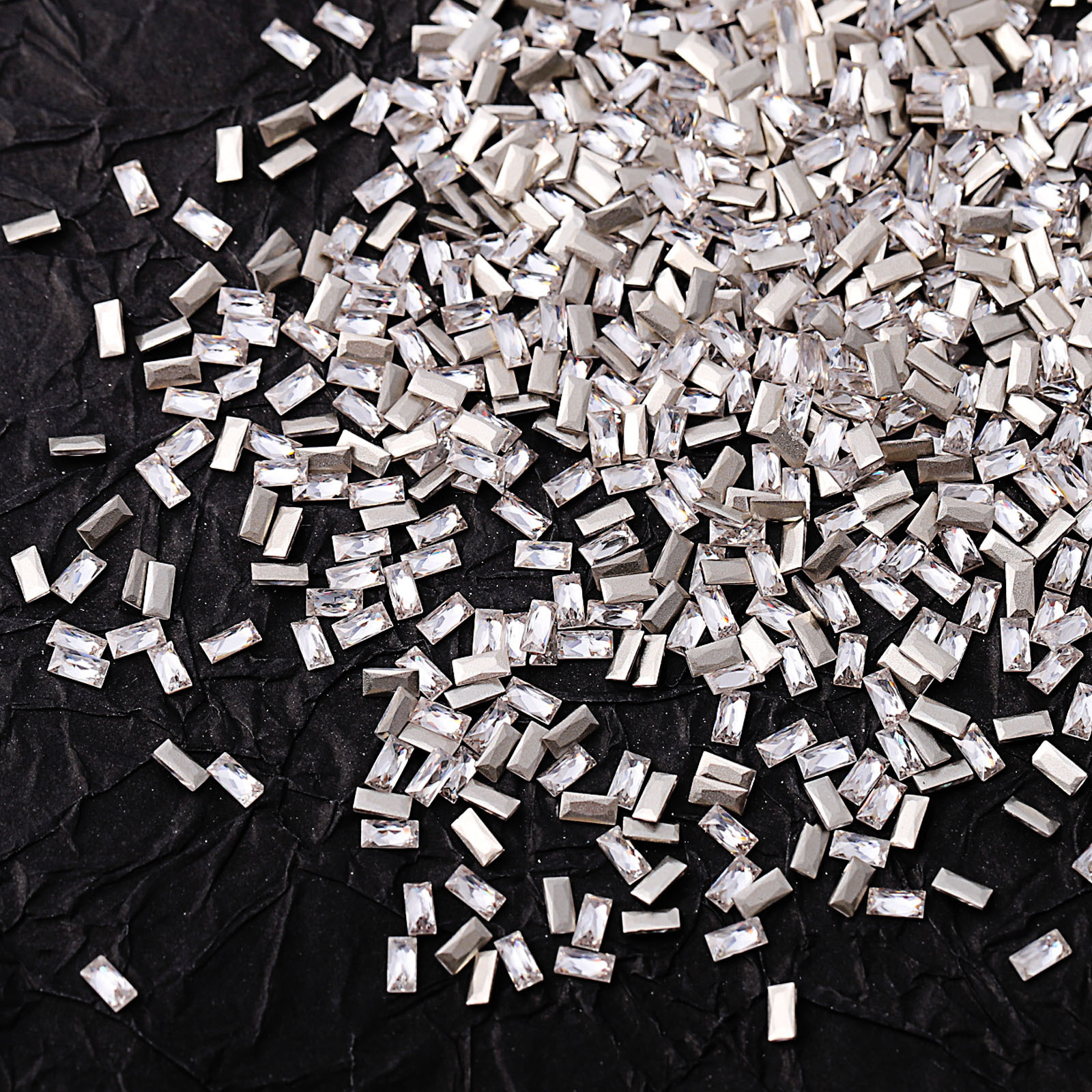 Mini beveled zircon, white, 1.5*3mm, bar shape
