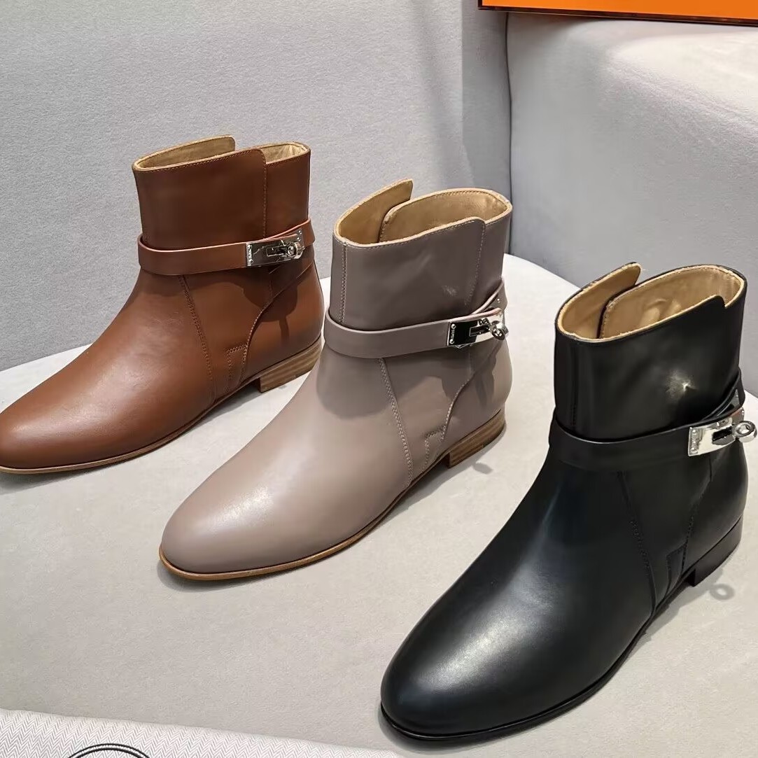Foreign trade cross-border H-brand classic Martin boots for women, autumn and winter round-toe genuine leather riding boots, British retro style versatile women's boots