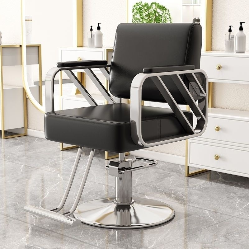Stylish and luxurious barber chair, adjustable and rotatable, designed for professional hair salons, high-end hair cutting and styling chair