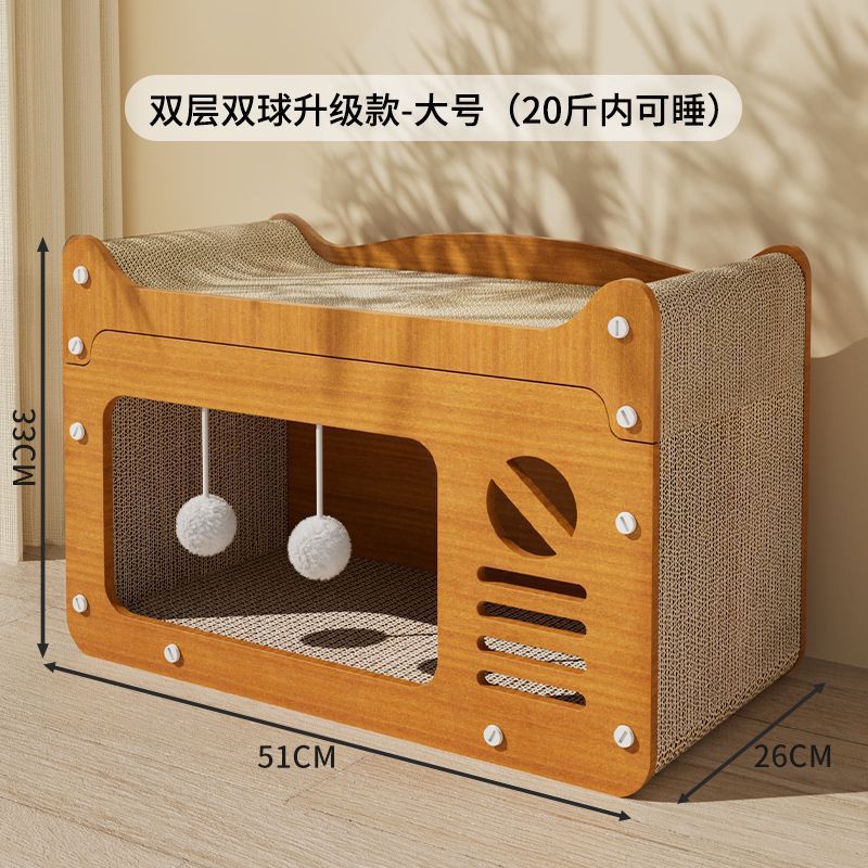 Casa de gato de gato de agarración de placa de gato, casa de gato de papel corrugado universal de doble capa de cuatro estaciones, anti-desgaste, no desecha