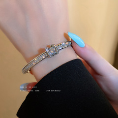 Korean Fashion Geometric Diamond-embellished Bracelet Roman Ring Sister-in-law Bracelet Internet Celebrity Personal Versatile Simple Women's Accessory