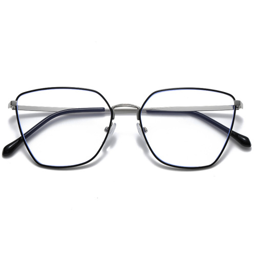 new cross-border ultra-light cat-eye frame metal thin-edge frame large frame showing face small discoloration anti-blue light glasses