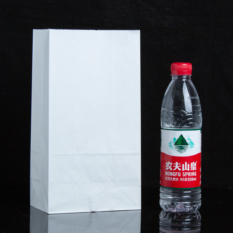 Packaging bag food packaging thickened logo inner packaging kraft paper bag white takeaway