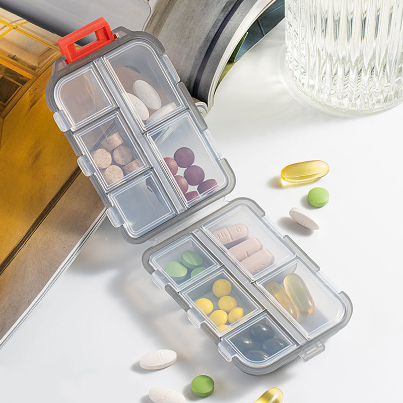 クロスボーダー二重小薬箱分注箱携帯錠剤箱透明10分密封薬品収納箱|undefined