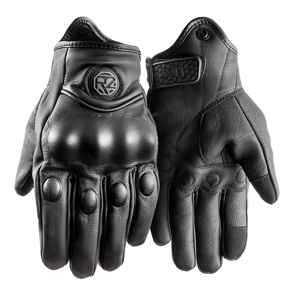 Orz fábrica directa pantalla táctil ícono guantes de piel de cabra motocicleta jinete equipo guantes de locomotora
