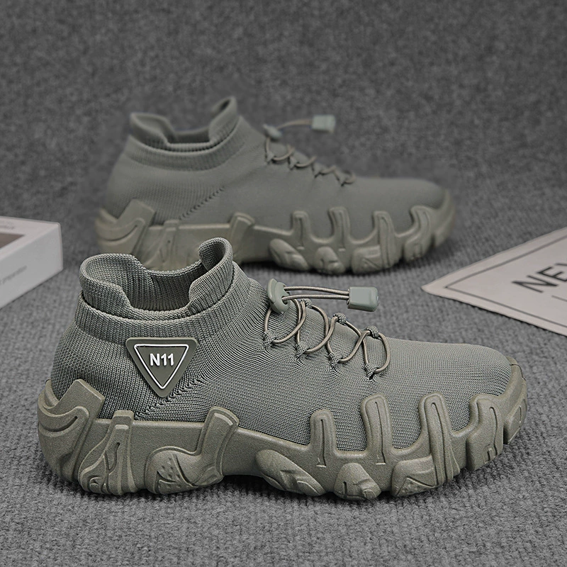 Мужские летние кроссовки 2025 года, дышащие, из сетчатого материала, спортивные и повседневные, на толстой износостойкой подошве, без застежек.