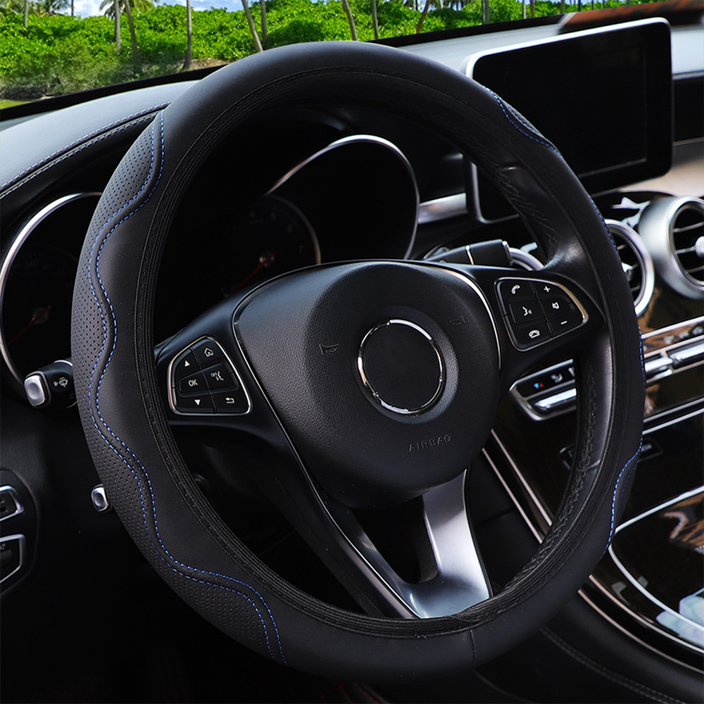 Anillo no interior de fibra cuero en relieve corrugado elástico volante cubierta de la manija del coche cubierta cuatro estaciones transfronterizas AliExpress