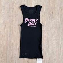 Women's gothic cross graphic ribbed tank mini dress detail 4