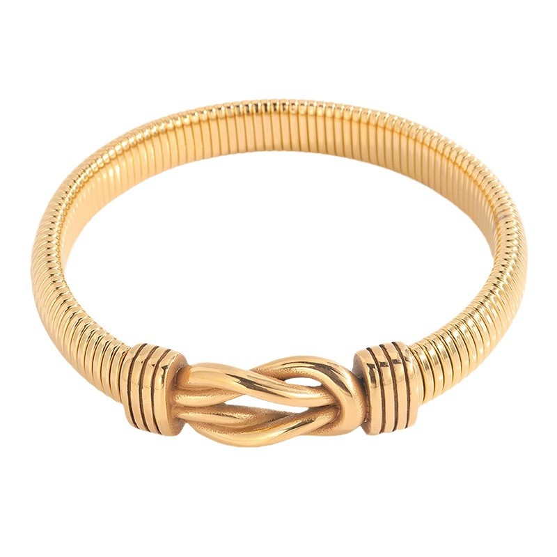 Nuevo pulsera elástica de acero inoxidable para hombres Oh cadena de garganta punk titanio pulsera de acero forjado retro 8 pulsera de botón