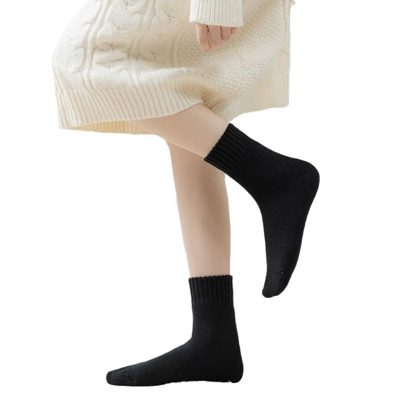 Cashmere, demi-season keep warm winter woolen socks, mid-length