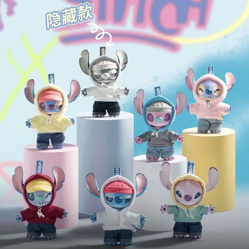 新品连帽娃衣史迪奇GenZ街头盲盒拉布布手办摆件搪胶毛绒公仔玩具|undefined
