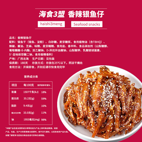 Wholesale Spicy Silverfish Dried Fish Snacks, 10 Pounds Full Carton, Instant Eating Fish Dried Fish, Moth-Eared Fish, Sweet and Spicy White Fish Snacks, Beihai Specialty