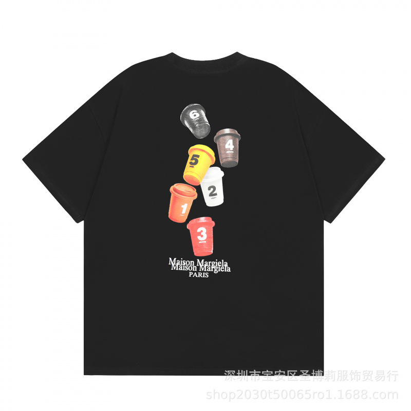 クロスボーダー メゾン マルジェラ マルジェラ デジタル プリント MM6 ピュアコットン 高品質 メンズ Tシャツ レディース 半袖 トレンド|undefined