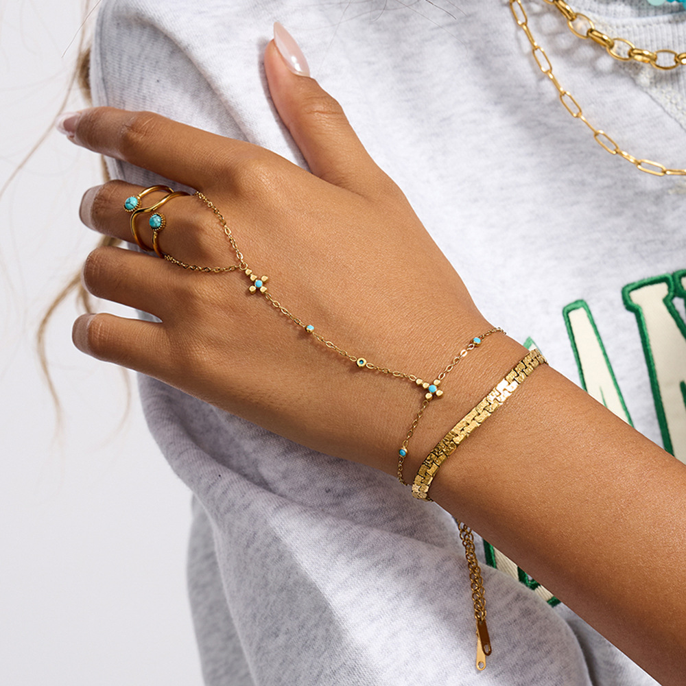 Wanxing pulsera de dedo de acero inoxidable de piedra natural ligera de lujo anillo de titanio nicho de alta calidad joyas transfronterizas para mujeres image 1