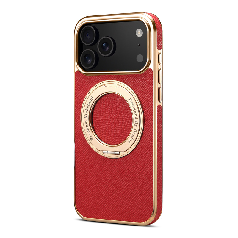 Denior真皮牛皮iPhone17ProMax电镀磁吸手机壳苹果17齿轮支架Air|undefined