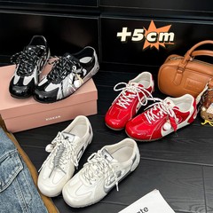 牛皮版~早秋内增高5cm真皮德训鞋女2025年新款百搭休闲运动阿甘鞋