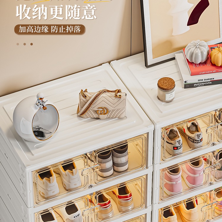 Shoe box storage box transparent installation-free shoe cabinet…
