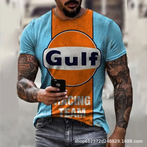 Fabricante de la fuente de los hombres de la camisa de manga corta de la calle Nueva Venta caliente de comercio electrónico transfronterizo camiseta impresa 3D arte flexible