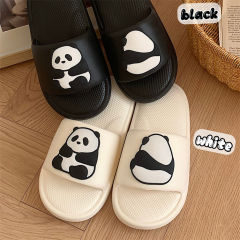 Summer ladies indoor use soft soles that feel soft and cute, panda sandals and slippers, casual one-line beach slippers