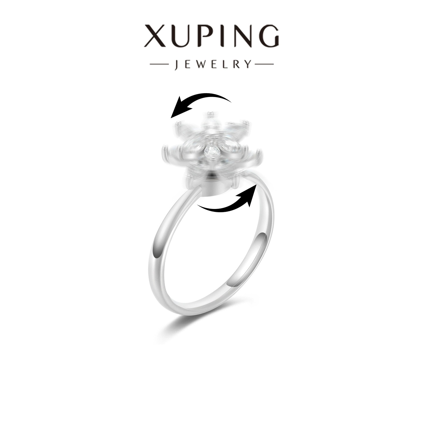Xuping nuevo anillo giratorio de sol de moda nicho de diseño elegante temperamento simple anillo de dedo para mujeres