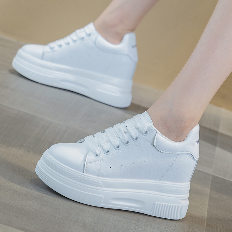 Increased 12cm White Shoes Thick Sole Increased Women's Shoes 10cm Super High Heel Platform Bottom All-match Thick Sole Shoes Spring and Autumn