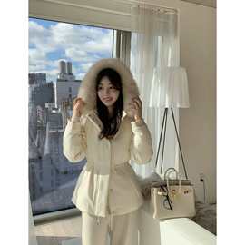 现 新年战衣！2025冬季新款韩国设计师la*la毛领连帽羽绒服外套