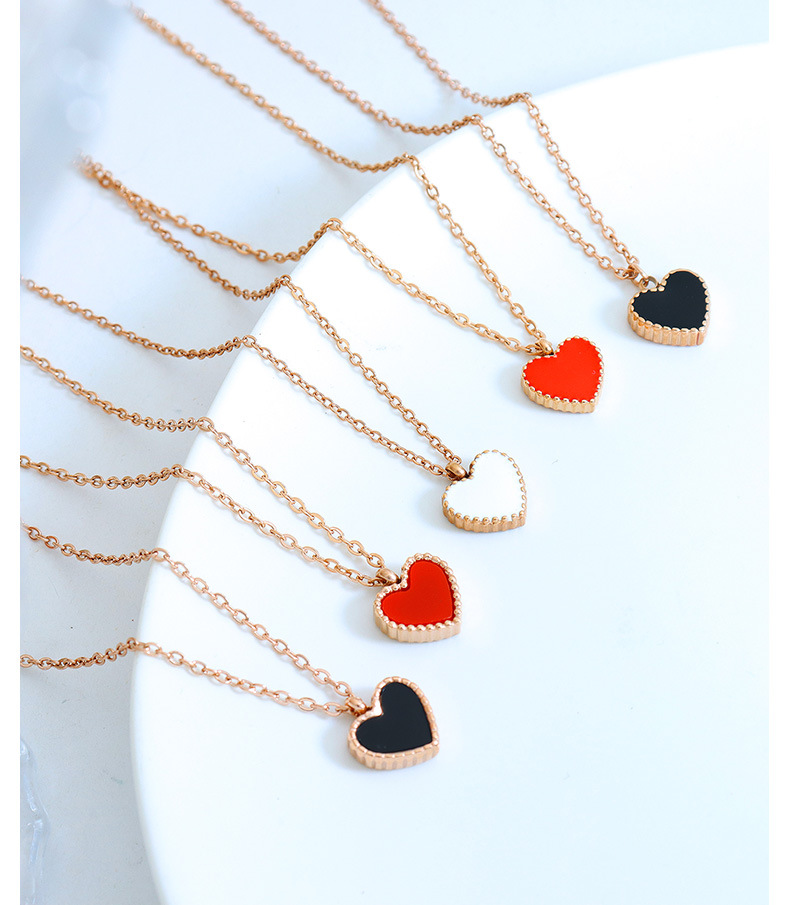 Fashion Heart Shape Arylic Titanium Steel Enamel Necklace 1 Piece