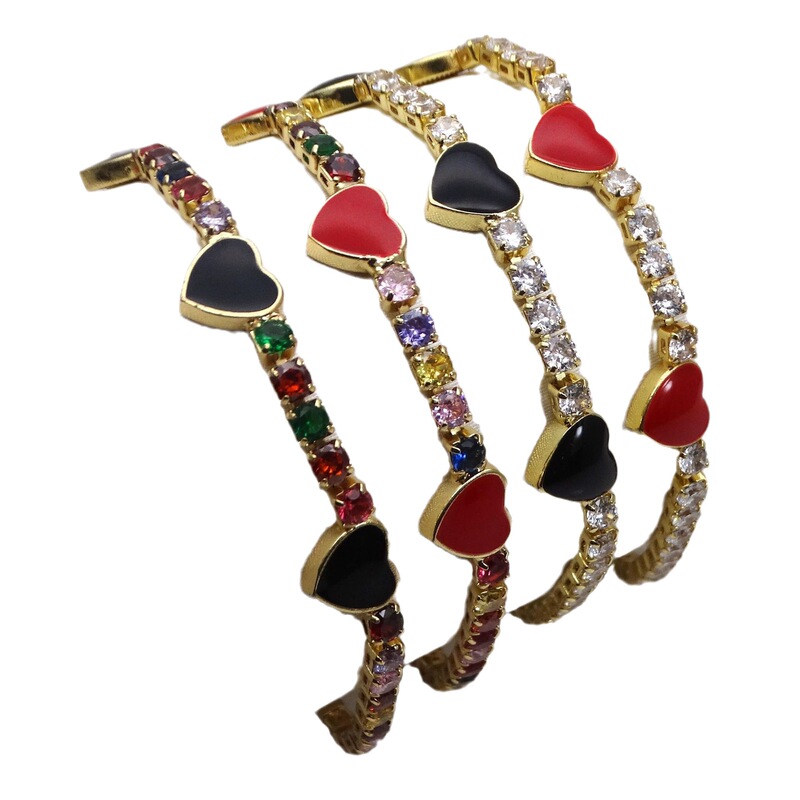 Artificial Gem Rhinestone Interval Love Adjustable Bracelet European and American Style Drop Paint Bracelet Men's and Women's Bracelet