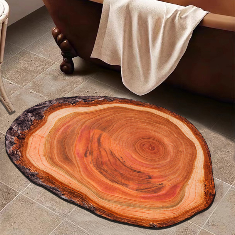 Retro wood grain irregular floor mat household bathroom absorbent non-slip floor mat high-grade entrance ring floor mat wholesale