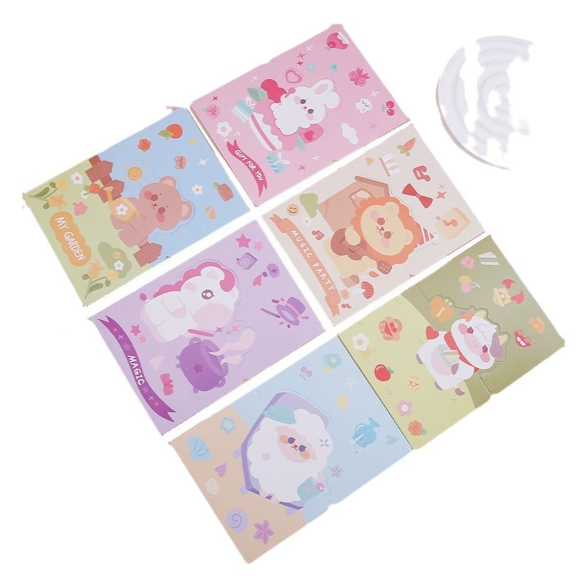 Мультяшные милые маленькие животные складные поздравительные открытки креативные сообщения маленькие открытки благословения детей милые Amazon оптом