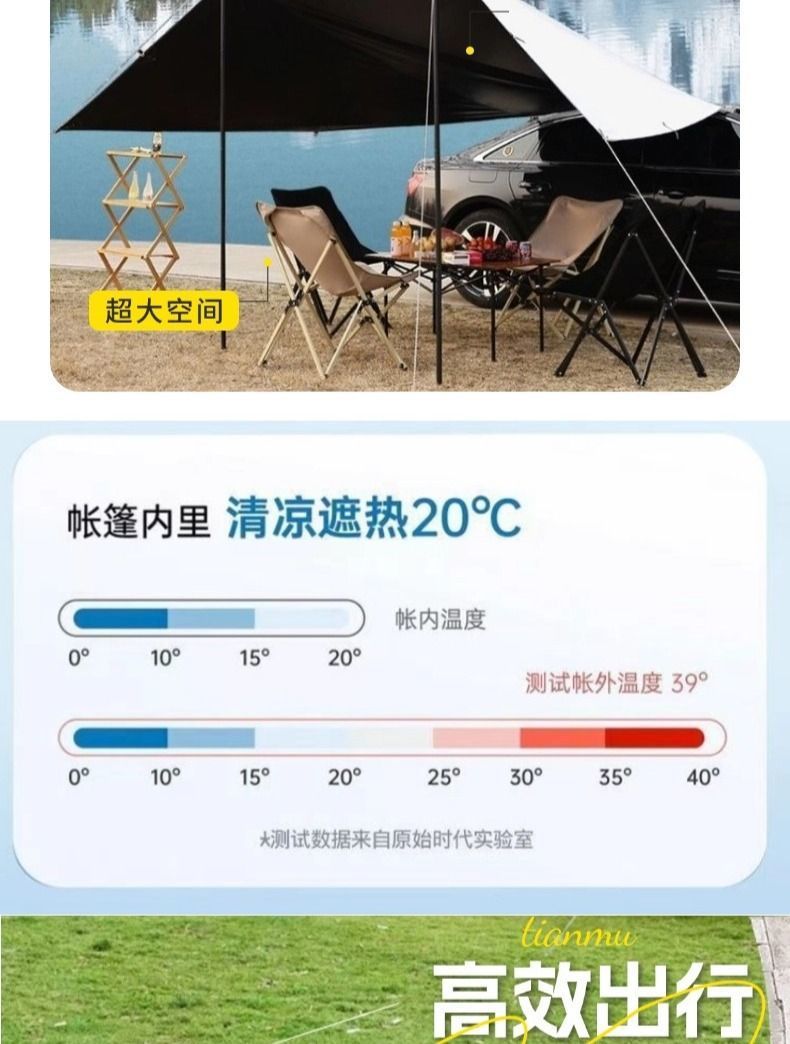 Cross-Border Car Side Tent Camping Vinyl Canopy Portable Canopy Outdoor Tent Car Side Tent Awning