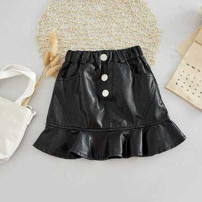 Fishtail skirt girl Autumn and winter new pattern Leather skirt baby children Short skirt fish tail CUHK girl Package hip skirt