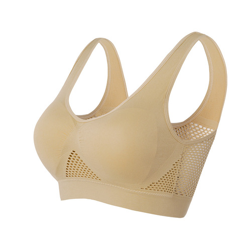 Cross-border sport bra breathable underwear large size seamless mesh thin sports yoga bra