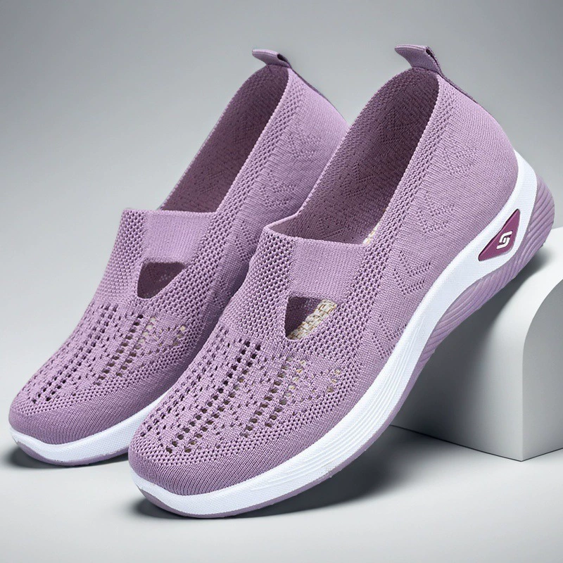 Летние женские туфли-слипоны для женщин среднего и старшего возраста, повседневные сабо, женские туфли без каблука для трансграничной торговли TEMU2025