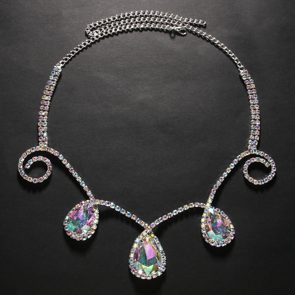 Bohemia gota de agua tocado Europa y América rhinestone cuerda elástica frente joyería femenina headwear