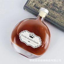 透明白酒瓶圆肚烈酒分装瓶果酒梅酒密封酒瓶扁圆新款空玻璃瓶