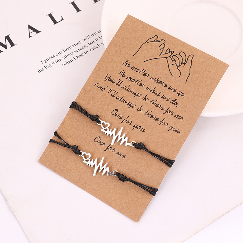 Cross-border new heartbeat love bracelet Europe and the United States personality couple heart hand-woven bracelet manufacturers wholesale