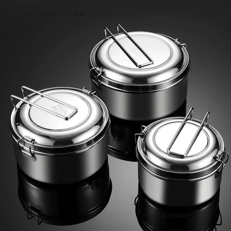 Ланч-бокс из пищевой нержавеющей стали 316, круглая миска для риса с крышкой, миска для риса в школьной столовой для учащихся начальной школы, 304, термоизоляция, нет