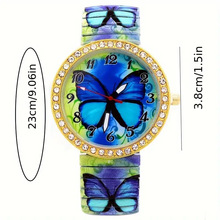 创意幻彩蝴蝶手表欧美热销弹力表带女式镶钻腕表创意时尚石英表