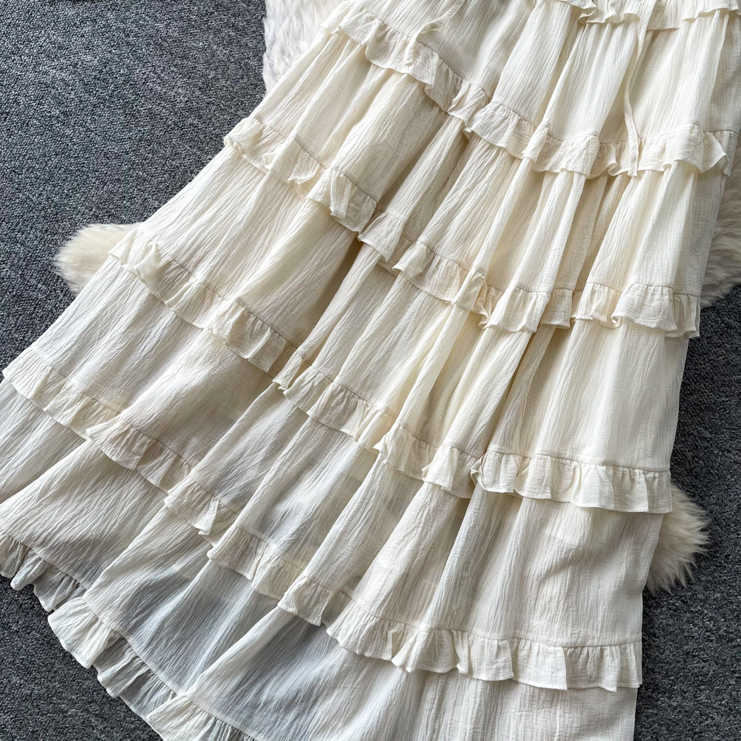 Women's French Style Sleeveless Dress Summer Korean Ruffled Tiered Skirt Slimming Elegant Long Dress Vacation Inspired_ecoleips.com