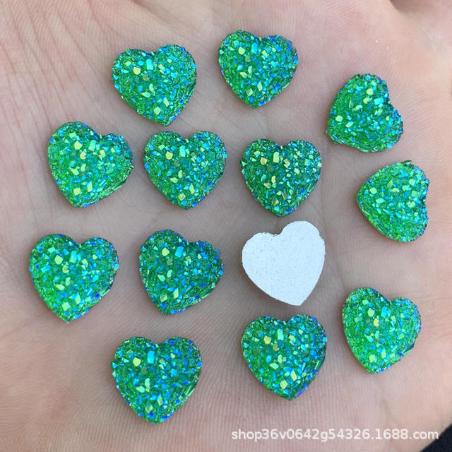 AB amor corazón mineral de cristal racimo melocotón corazón pendientes ropa DIY accesorios de decoración de resina ventas directas de la fábrica