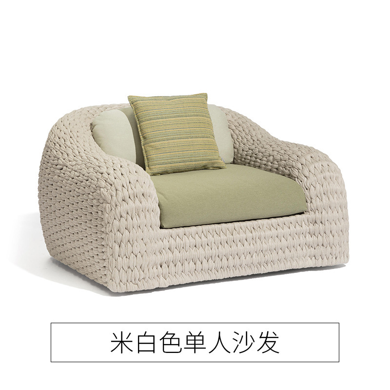 Sofá de ratán al aire libre Sala de estar del hotel Casa de familia al aire libre Villa Patio al aire libre Impermeable Protector solar Ocio Muebles de silla de mimbre