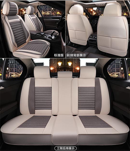 Car Seat Cushion, Universal for All Seasons, Fully Enclosed Seat Cover, Linen Breathable Fabric Seat Cushion, Universal Seat Cushion Cover for Five Seats in the Car