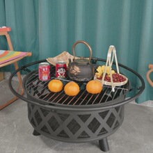 庭院菱形烧烤炉烤火盆室内取暖炉户外家用铁艺烧烤架木炭烤火炉