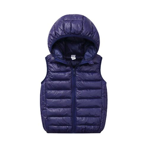Autumn/Winter New Children's Down Cotton Vest for Boys and Girls, Middle Kids and Toddlers, Hooded Outer Wear Vest, Cardigan, Backless Shirt