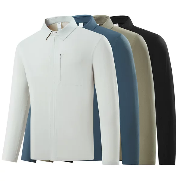 High-quality, long-sleeved, collared, casual shirt for men, similar to famous brands' seamless, glued-seam business and executive shirts for autumn and winter