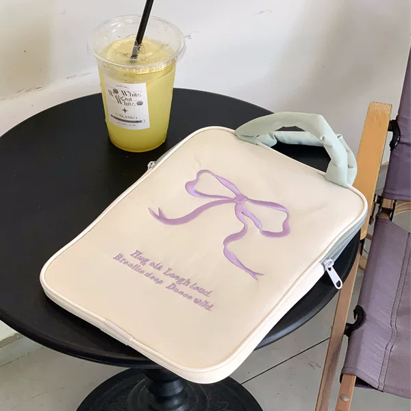 South Korea ins cute embroidered bow ipad computer liner bag 11/13/15 inch portable notebook storage