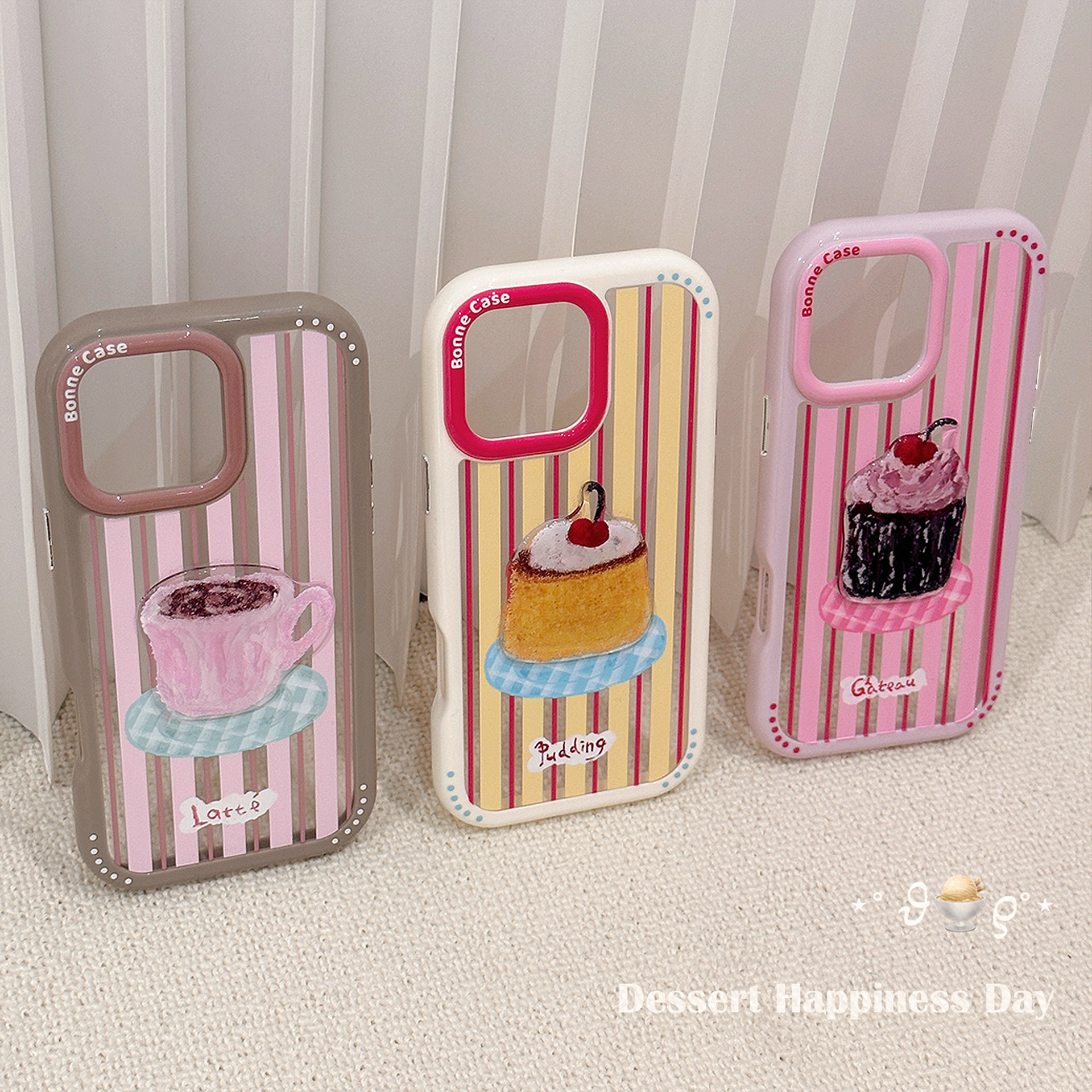 Funda de acrílico 3D con diseño de pastel para iPhone 16 Pro Max, también compatible con iPhone 15, 14 y 17.
